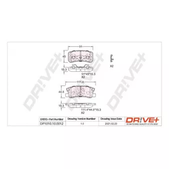 Jeu de 4 plaquettes de frein arrière Dr!ve+ DP1010.10.0012
