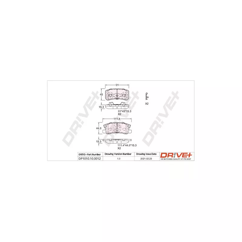 Jeu de 4 plaquettes de frein arrière Dr!ve+ DP1010.10.0012