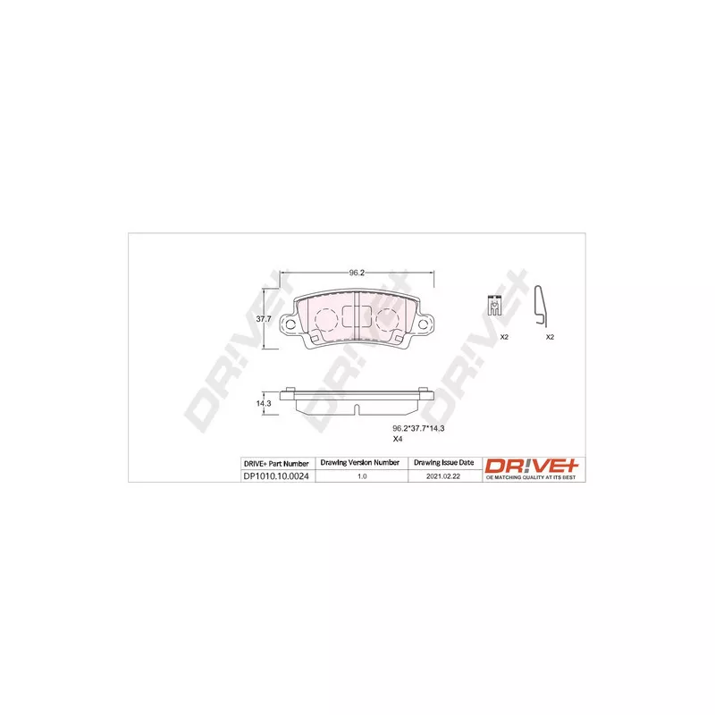 Jeu de 4 plaquettes de frein arrière Dr!ve+ DP1010.10.0024