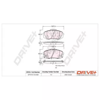 Jeu de 4 plaquettes de frein avant Dr!ve+ DP1010.10.0026