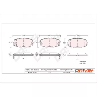 Jeu de 4 plaquettes de frein avant Dr!ve+ DP1010.10.0027