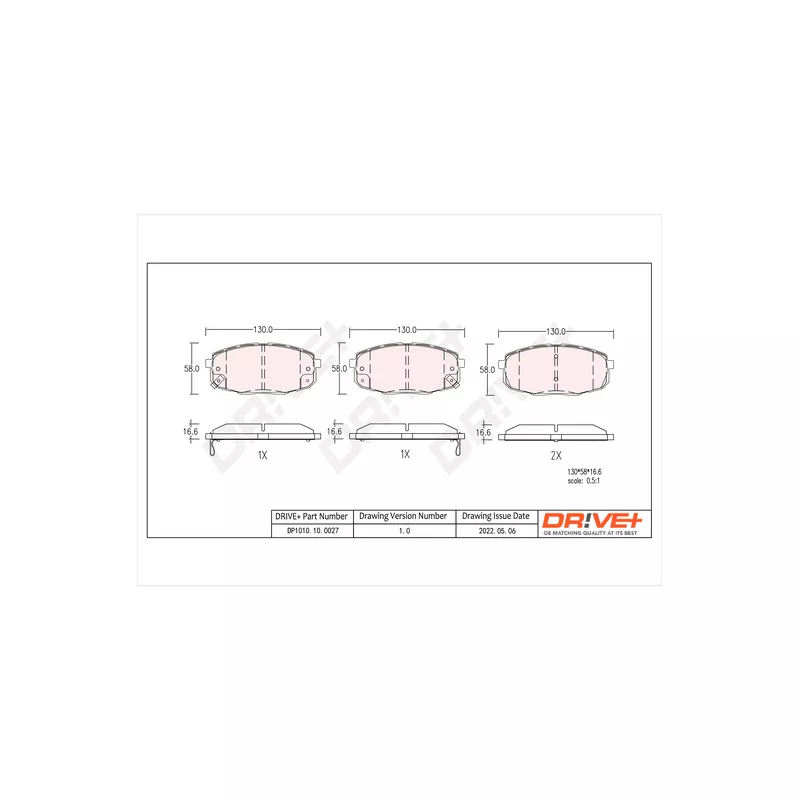 Jeu de 4 plaquettes de frein avant Dr!ve+ DP1010.10.0027
