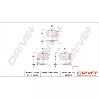 Jeu de 4 plaquettes de frein arrière Dr!ve+ DP1010.10.0030