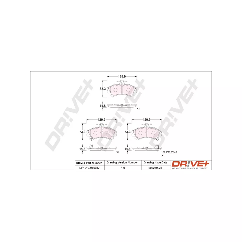 Jeu de 4 plaquettes de frein avant Dr!ve+ DP1010.10.0032