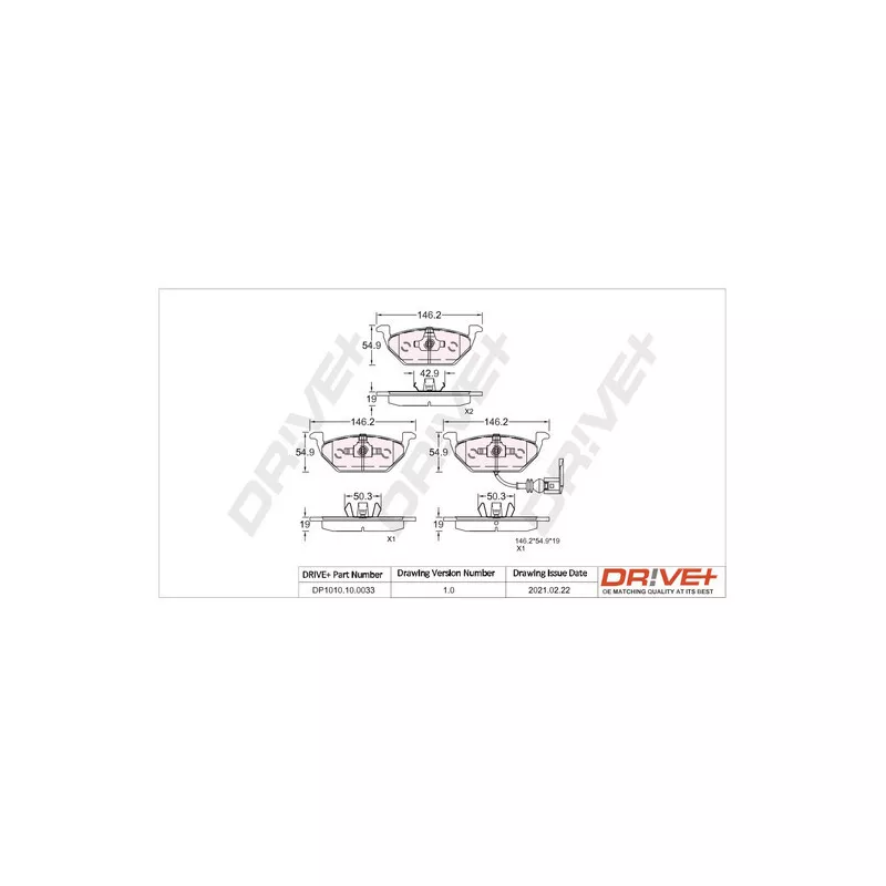 Jeu de 4 plaquettes de frein avant Dr!ve+ DP1010.10.0033