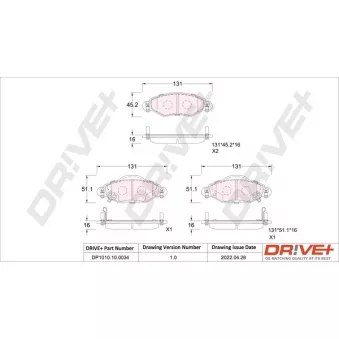 Jeu de 4 plaquettes de frein avant Dr!ve+ DP1010.10.0034