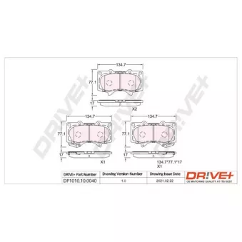 Jeu de 4 plaquettes de frein avant Dr!ve+ DP1010.10.0040