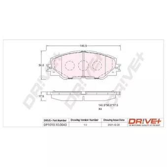 Jeu de 4 plaquettes de frein avant Dr!ve+ DP1010.10.0043