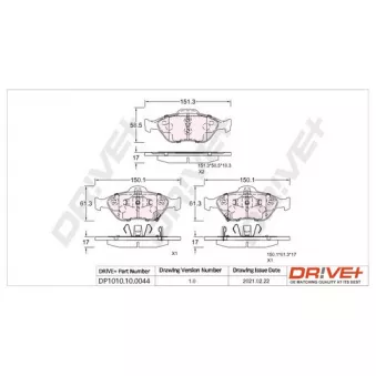 Jeu de 4 plaquettes de frein arrière Dr!ve+ DP1010.10.0044