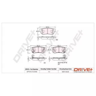 Jeu de 4 plaquettes de frein arrière Dr!ve+ DP1010.10.0045