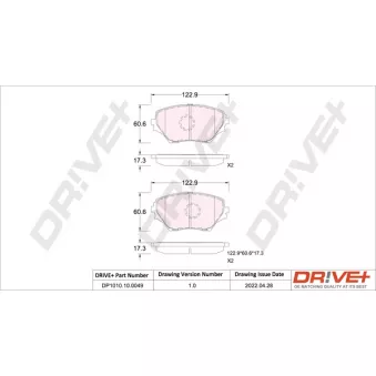 Jeu de 4 plaquettes de frein avant Dr!ve+ DP1010.10.0049