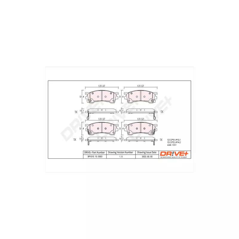 Jeu de 4 plaquettes de frein avant Dr!ve+ DP1010.10.0053