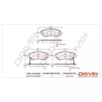 Jeu de 4 plaquettes de frein avant Dr!ve+ DP1010.10.0061
