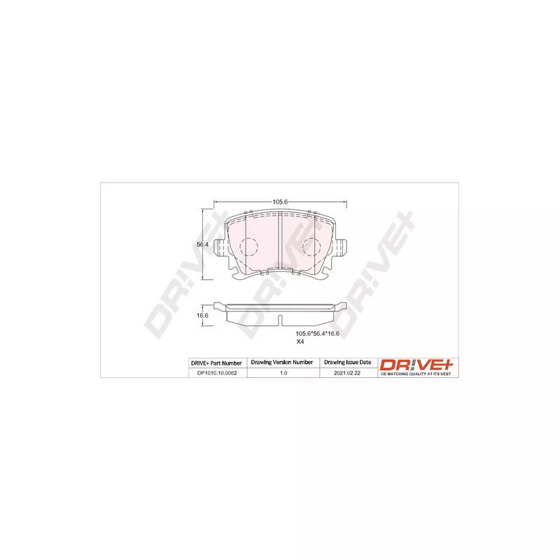 Jeu de 4 plaquettes de frein arrière Dr!ve+ DP1010.10.0062