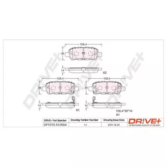 Jeu de 4 plaquettes de frein arrière Dr!ve+ DP1010.10.0064