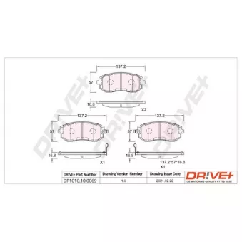 Jeu de 4 plaquettes de frein avant Dr!ve+ DP1010.10.0069