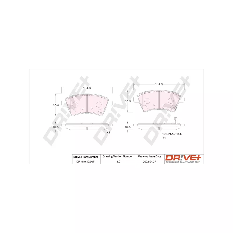 Jeu de 4 plaquettes de frein avant Dr!ve+ DP1010.10.0071