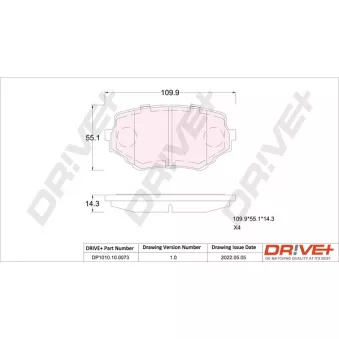 Jeu de 4 plaquettes de frein avant Dr!ve+ DP1010.10.0073
