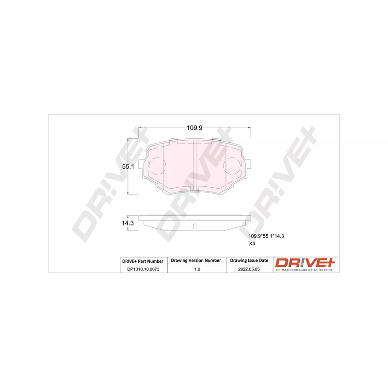Jeu de 4 plaquettes de frein avant Dr!ve+ DP1010.10.0073