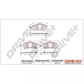 Jeu de 4 plaquettes de frein avant Dr!ve+