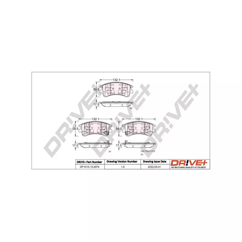 Jeu de 4 plaquettes de frein avant Dr!ve+ DP1010.10.0074