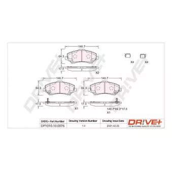 Jeu de 4 plaquettes de frein avant Dr!ve+ DP1010.10.0076