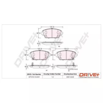 Jeu de 4 plaquettes de frein avant Dr!ve+ DP1010.10.0081