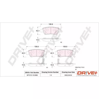Jeu de 4 plaquettes de frein arrière Dr!ve+ DP1010.10.0082