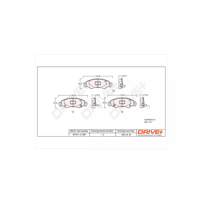 Jeu de 4 plaquettes de frein avant Dr!ve+ DP1010.10.0087
