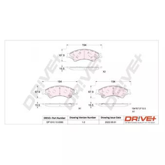 Jeu de 4 plaquettes de frein avant Dr!ve+
