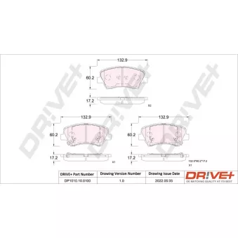 Jeu de 4 plaquettes de frein avant Dr!ve+ DP1010.10.0100