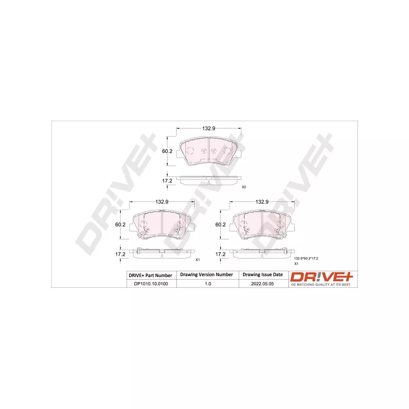Jeu de 4 plaquettes de frein avant Dr!ve+ DP1010.10.0100