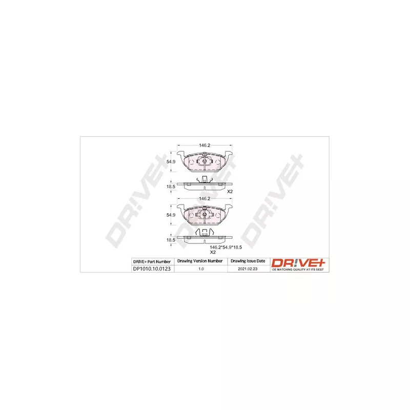 Jeu de 4 plaquettes de frein avant Dr!ve+ DP1010.10.0123