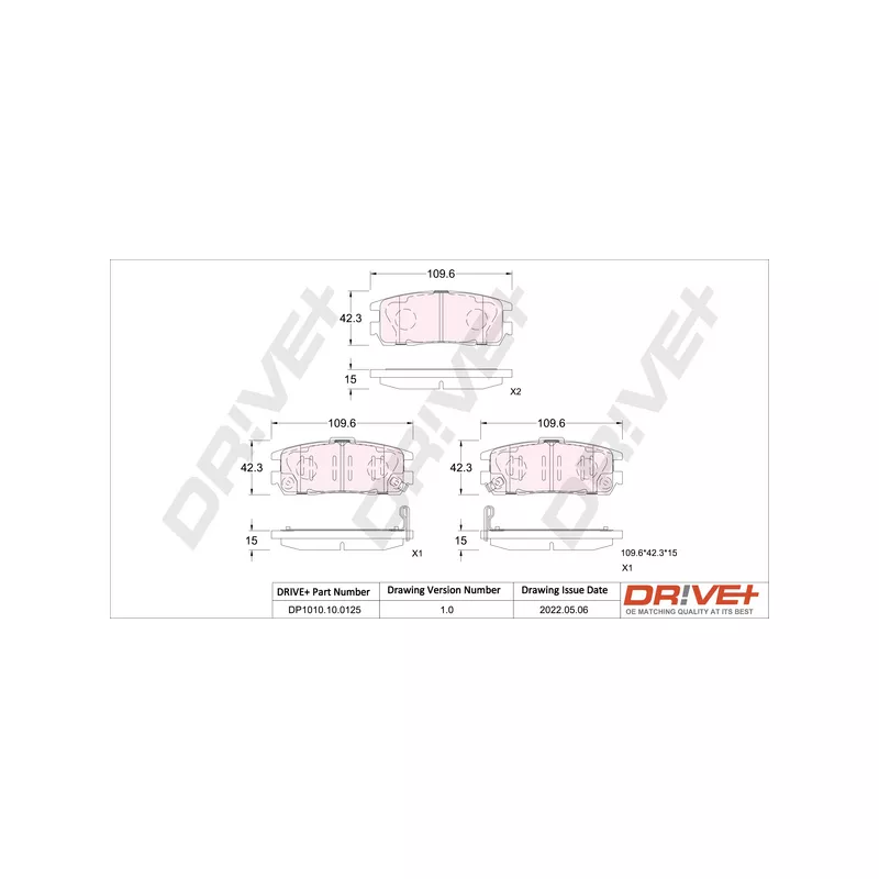 Jeu de 4 plaquettes de frein arrière Dr!ve+ DP1010.10.0125
