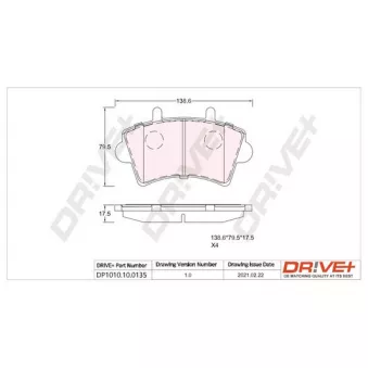Jeu de 4 plaquettes de frein avant Dr!ve+ DP1010.10.0135
