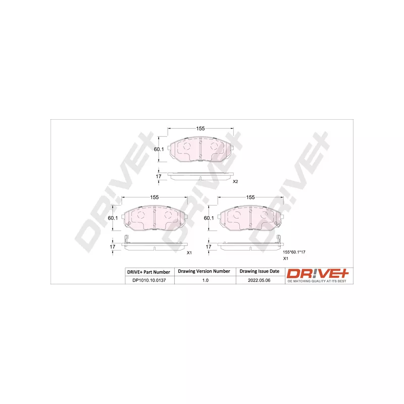 Jeu de 4 plaquettes de frein avant Dr!ve+ DP1010.10.0137