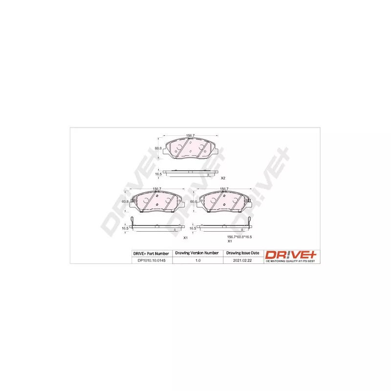 Jeu de 4 plaquettes de frein avant Dr!ve+ DP1010.10.0145