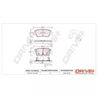 Jeu de 4 plaquettes de frein arrière Dr!ve+ DP1010.10.0150