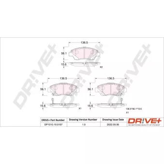 Jeu de 4 plaquettes de frein avant Dr!ve+ DP1010.10.0157