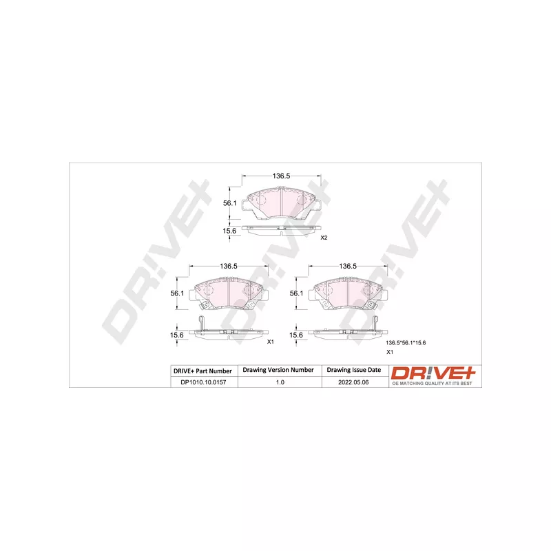 Jeu de 4 plaquettes de frein avant Dr!ve+ DP1010.10.0157