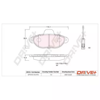 Jeu de 4 plaquettes de frein avant Dr!ve+ DP1010.10.0173