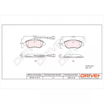 Jeu de 4 plaquettes de frein avant Dr!ve+ DP1010.10.0177