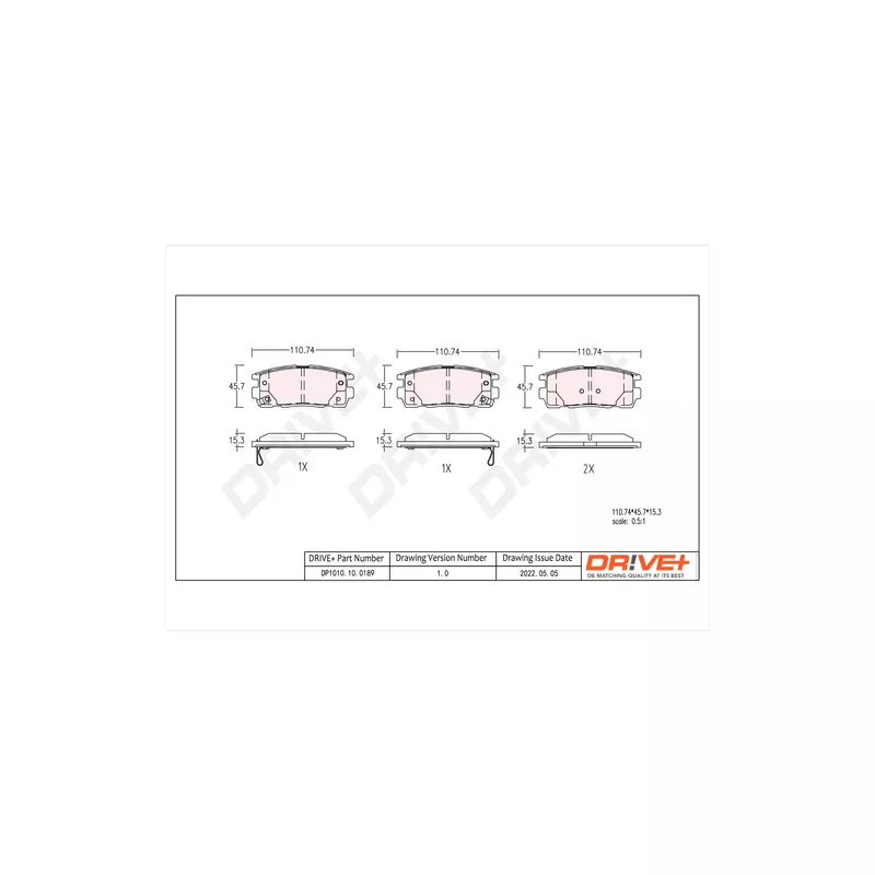 Jeu de 4 plaquettes de frein arrière Dr!ve+ DP1010.10.0189