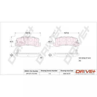 Jeu de 4 plaquettes de frein arrière Dr!ve+ DP1010.10.0190