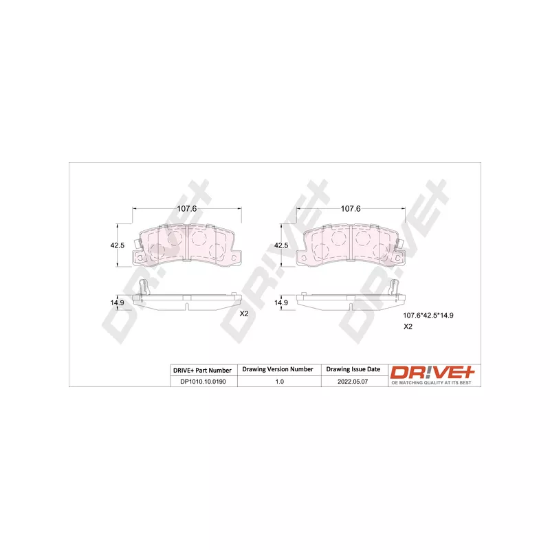 Jeu de 4 plaquettes de frein arrière Dr!ve+ DP1010.10.0190