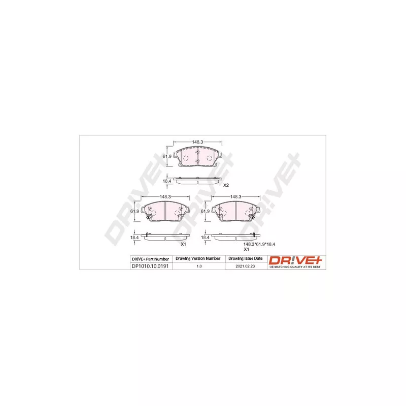 Jeu de 4 plaquettes de frein avant Dr!ve+ DP1010.10.0191