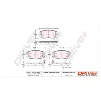 Jeu de 4 plaquettes de frein avant Dr!ve+ DP1010.10.0192