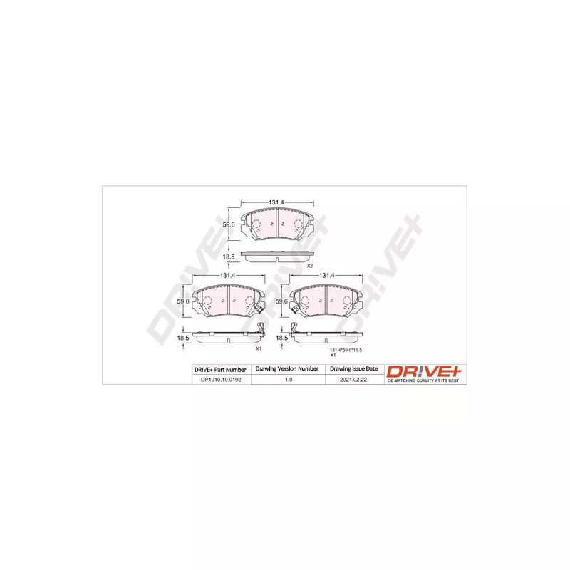 Jeu de 4 plaquettes de frein avant Dr!ve+ DP1010.10.0192