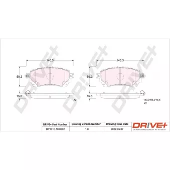Jeu de 4 plaquettes de frein avant Dr!ve+ DP1010.10.0202