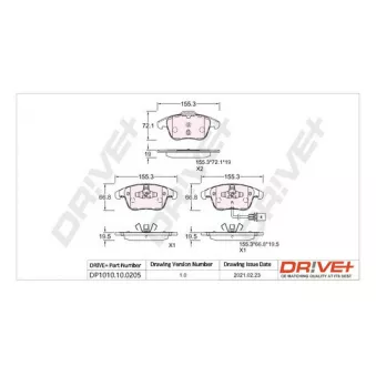 Jeu de 4 plaquettes de frein avant Dr!ve+ DP1010.10.0205